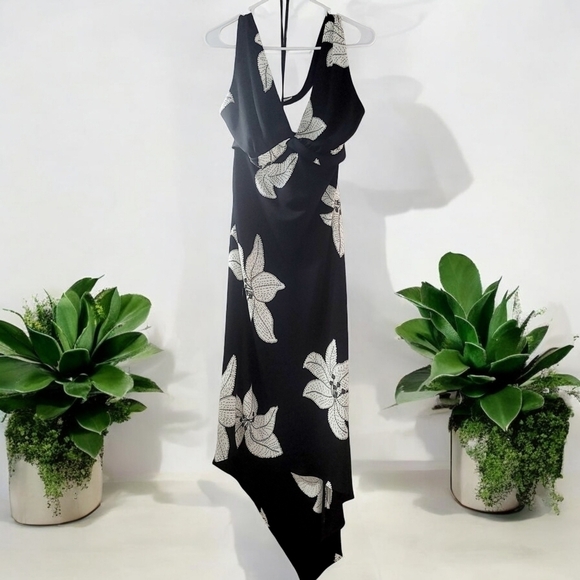 Dress Barn Dresses & Skirts - DRESSBARN Floral Dress Sz 14 Flowy Sexy Date Halter Coquette Boho Y2K Babydoll